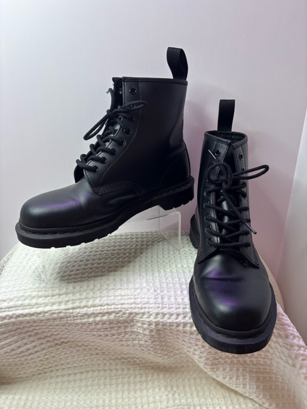 Dr. Martens 1460 Mono Smooth Black Lace-Up Leather Boots, Size M-9 W-10